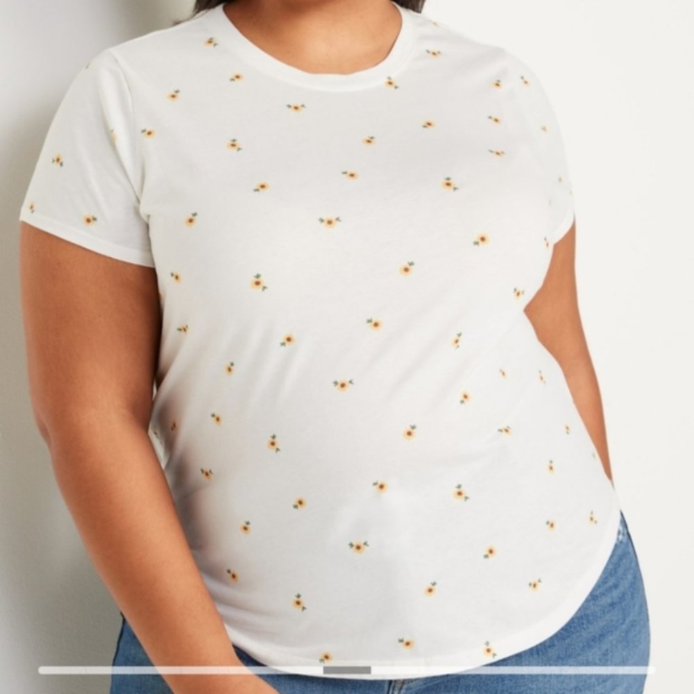 Old Navy Everywear Flower Print Shirt Sunflower White Size Large
